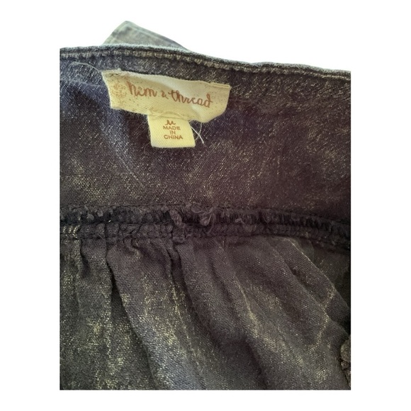 Hem & Thread Boho Peplum Top Size M Gray Washed Look Square Neck Cap Sleeve - Picture 5 of 6